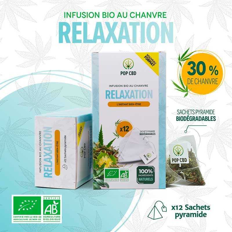 Infusion CBD Bio - Relaxation - Sachet Pyramide - Pop CBD pas cher
