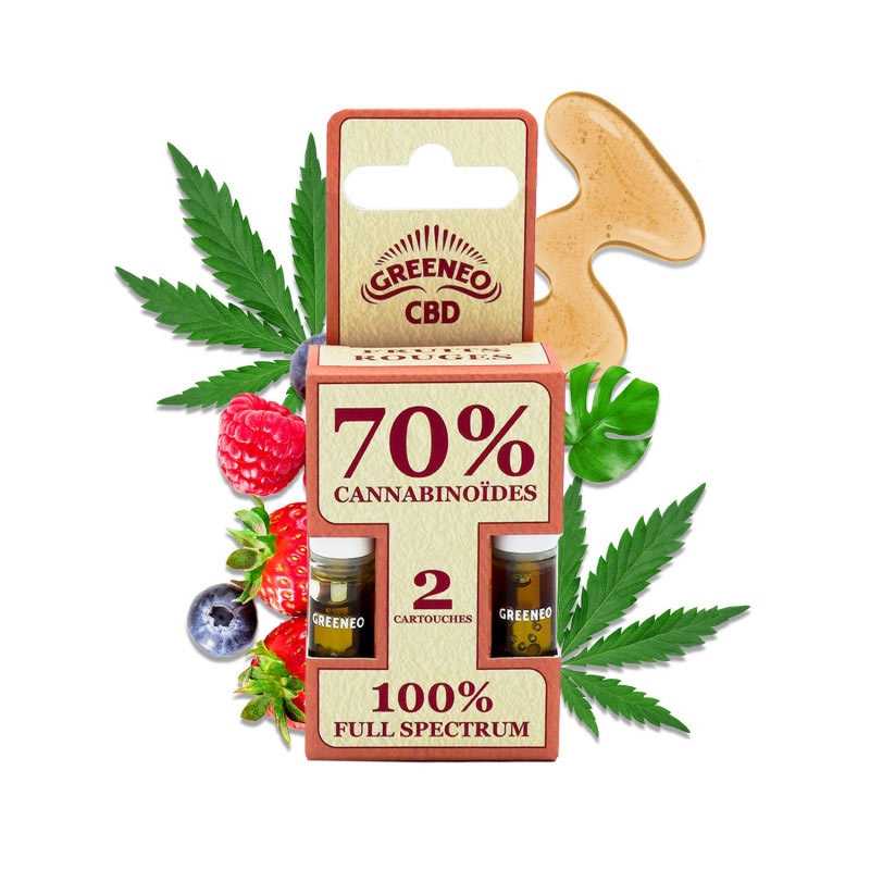 Cartouches CBD Fruits Rouges 70% x2 - Greeneo pas cher