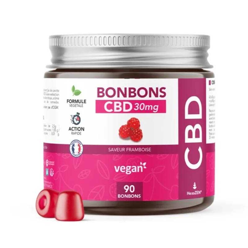 Bonbons CBD Végan Framboise - Hexazen® pas cher Bonbons CBD Végan Framboise - Hexazen® pas cher