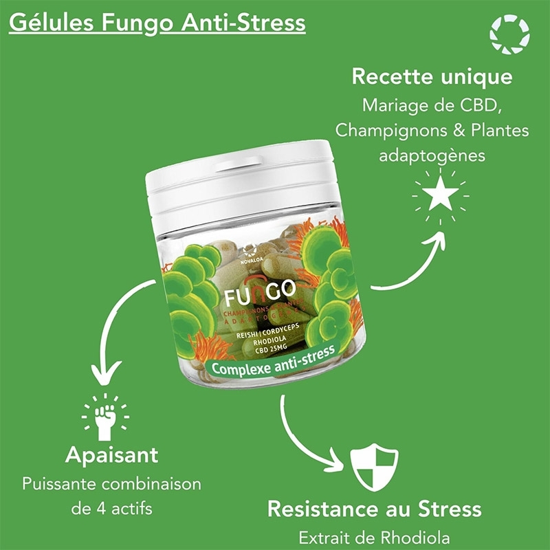 Gélules CBD & Champignons - Anti Stress - Novaloa pas cher