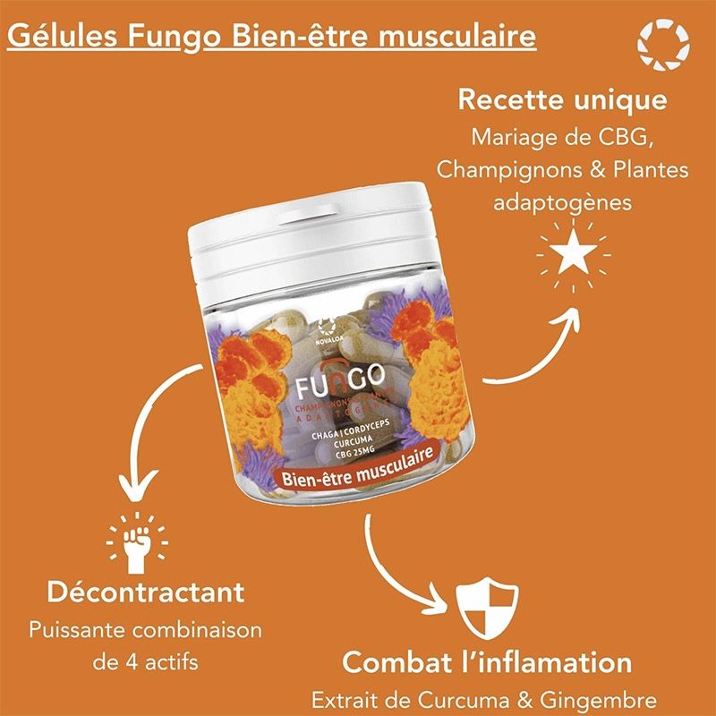 Gélules CBG & Champignons - Bien-être Musculaire - Novaloa pas cher