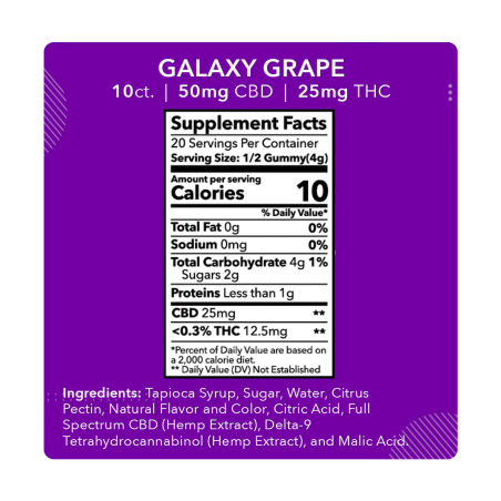 10 Gummies CBD Galaxy Grape - MDRN Mood pas cher