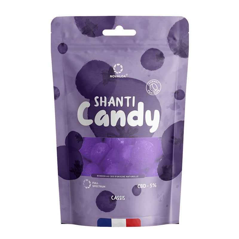 Pastilles CBD 5 % Cassis ShantiCandy - Novaloa pas cher
