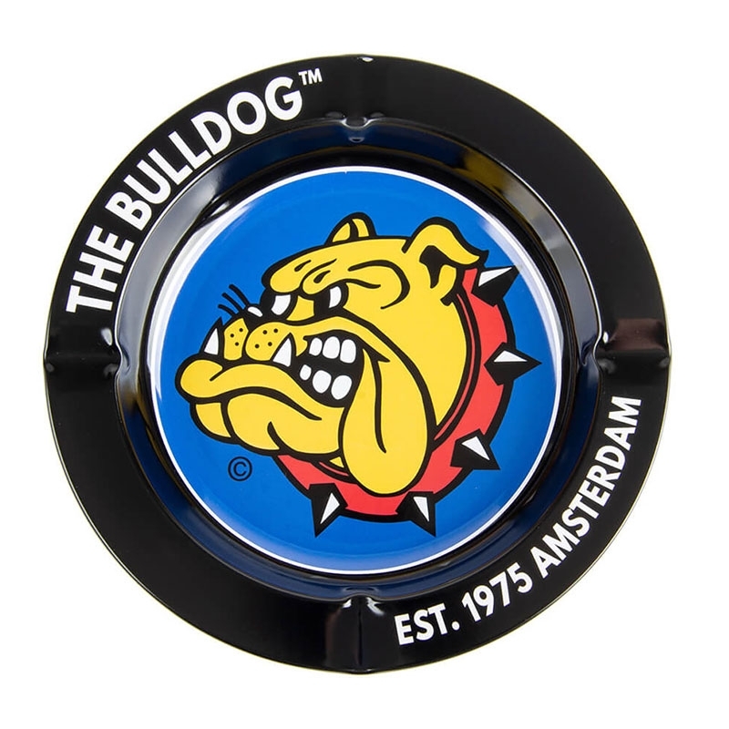 Cendrier rond en métal noir - The Bulldog pas cher