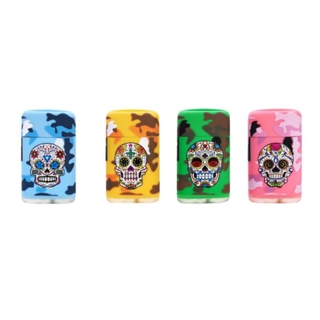 Briquet tempête Flamme Bleue Camouflage Crâne - PROF pas cher