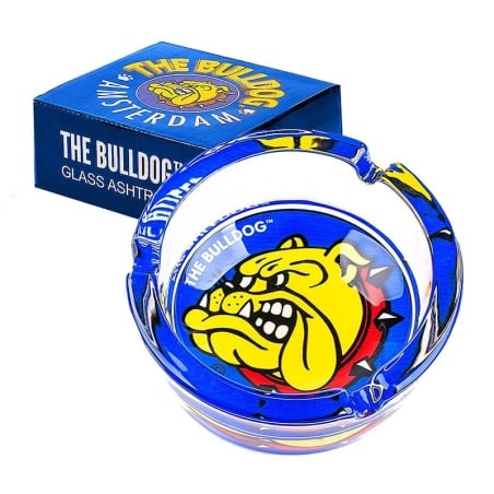 Cendrier rond en verre bleu - The Bulldog