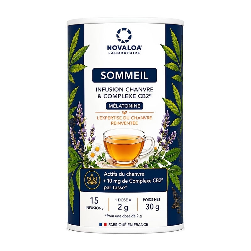 Infusion Sommeil Chanvre, Complexe CB2 & Mélatonine - Novaloa | Le CBD Discount - 14,94 €
