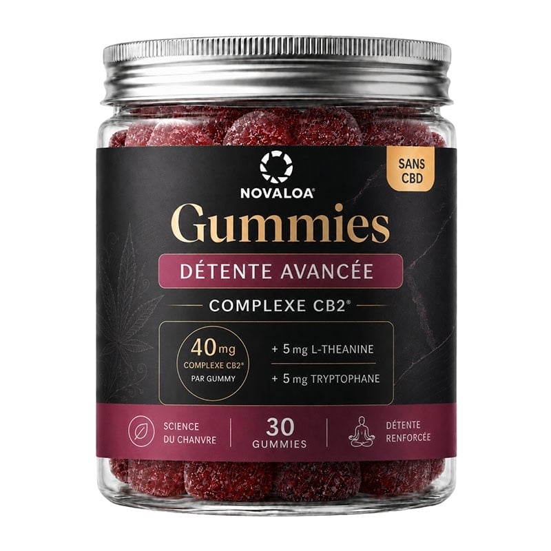 Gummies Détente Avancée Framboise Complexe CB2 - Novaloa pas cher | Le CBD Discount - 11,94 €